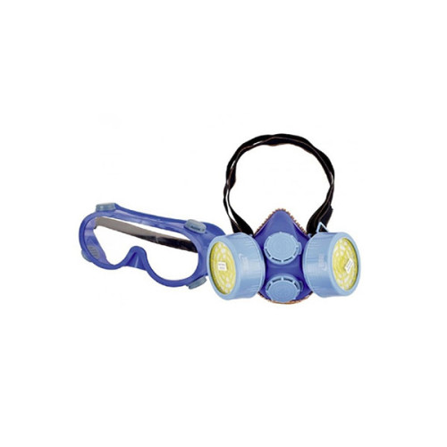 HALF MASK TWIN RESPIRATOR WITH CHEMICAL SAFETY GOGGLE 522